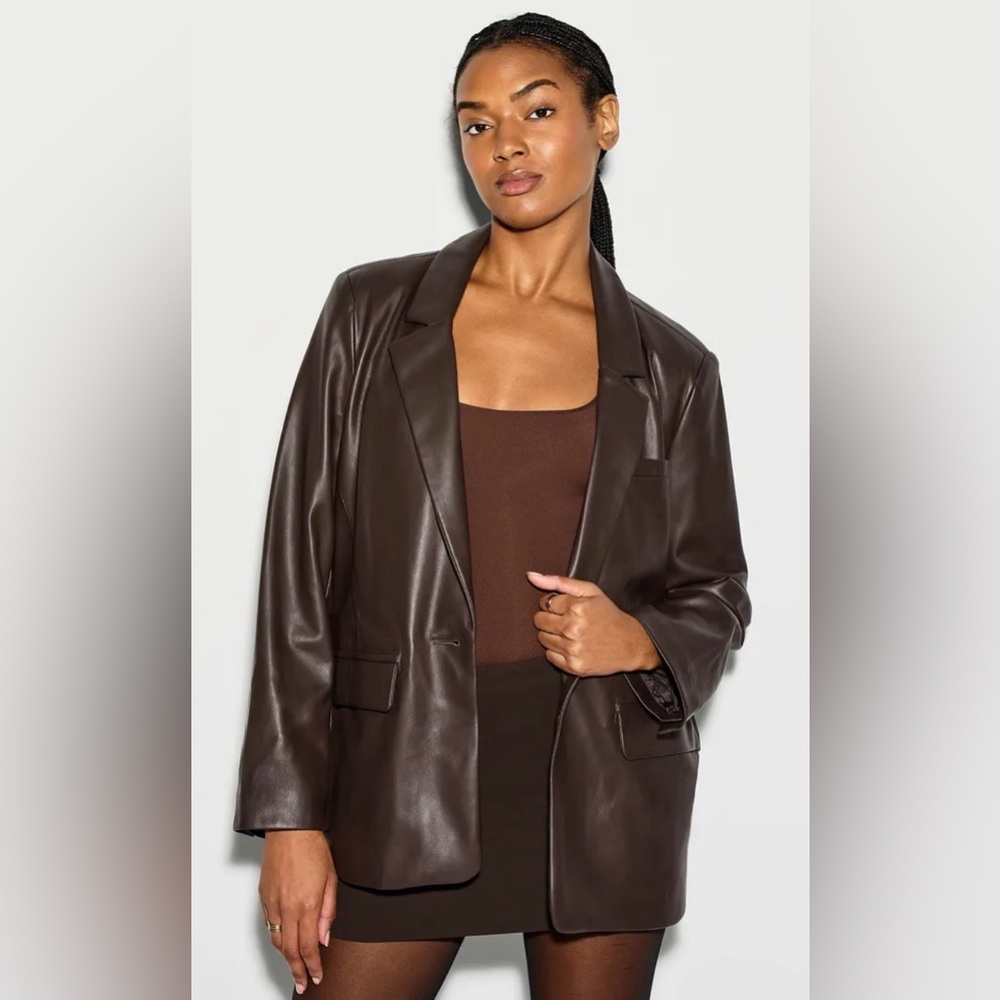 Blank NYC Maroon Faux Leather Blazer Size Small